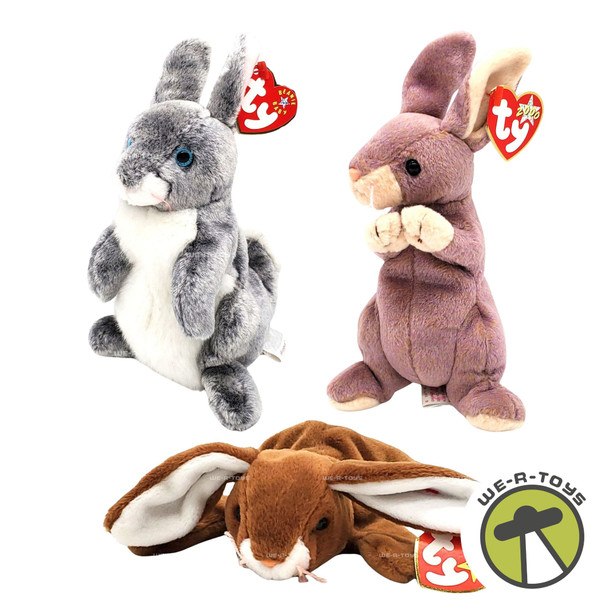 Ty Beanie Babies Lot of 3 Easter Rabbits Ears, Hopper, and Springy