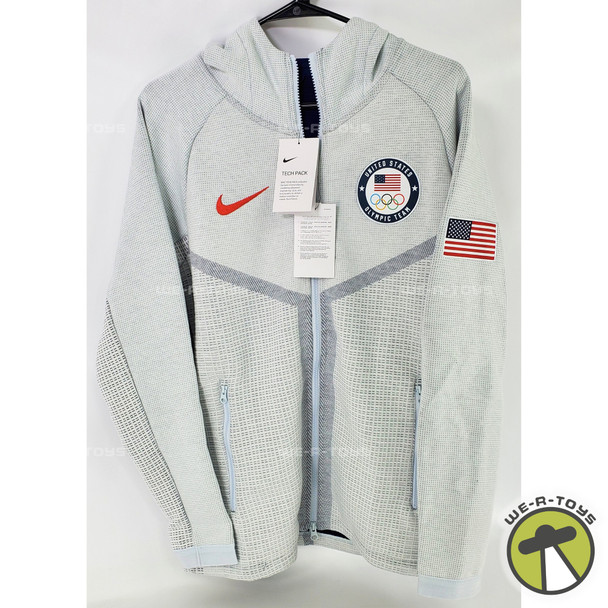 Nike Men's Team USA Tech Jacket Hoodie Sportswear Windrunner Gray Size S