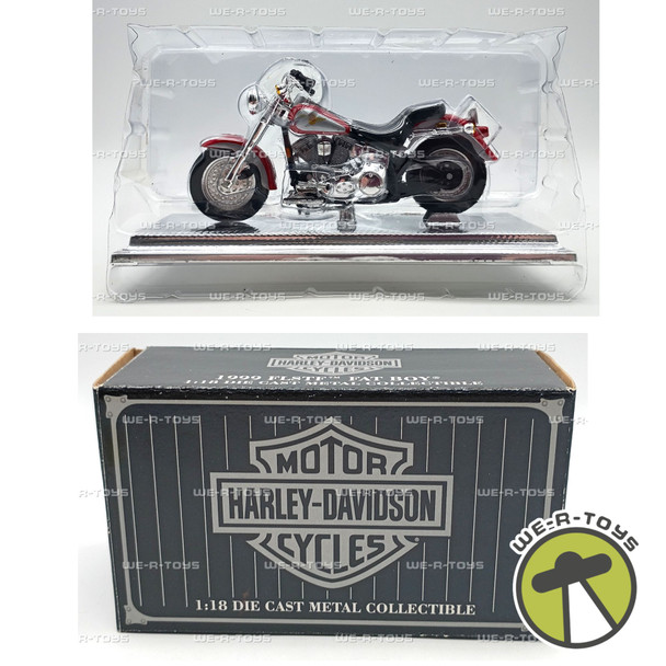 Harley-Davidson 1999 FLSTF Fat Boy Die Cast Red Motorcycle Vehicle Maisto