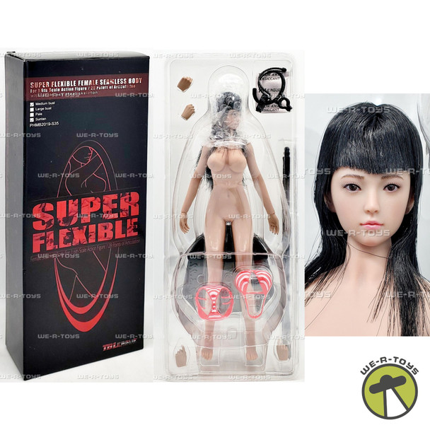 Super Flexible Female Seamless Body Suntan Black Hair with Bangs and Brown Eyes
