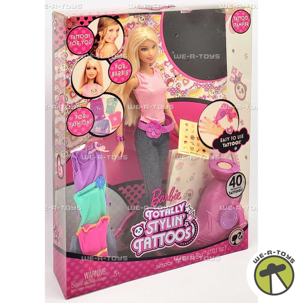 Totally Stylin' Tattoos Barbie Doll with Tattoo Stamper 2008 Mattel 67395