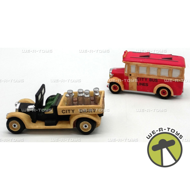 Department 56 Transport Set of 2 Bus & Dairy Truck Heritage Village Accessory