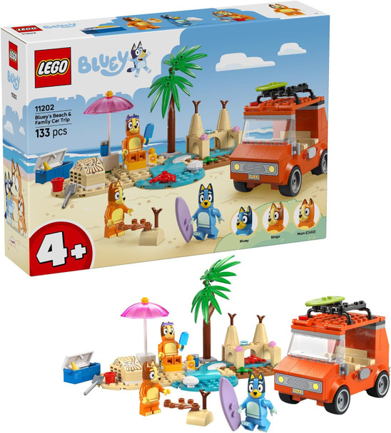 LEGO Bluey: Bluey’s Beach & Family Car Trip - Toddler Learning Toy for Kids