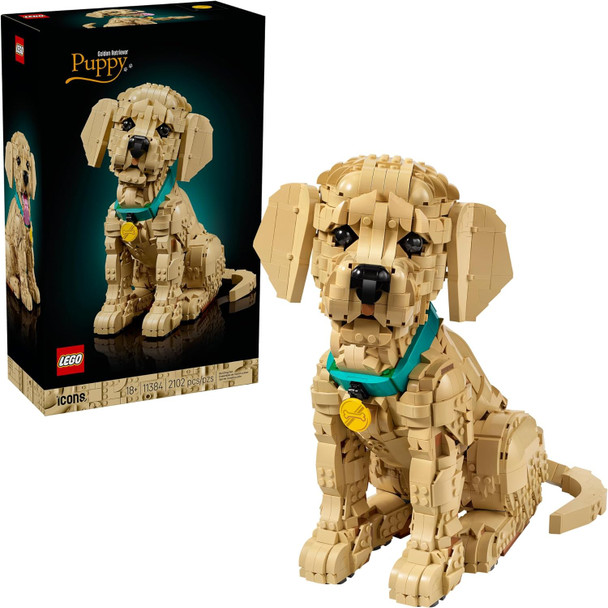 LEGO Icons Golden Retriever Puppy Building Set for Adults