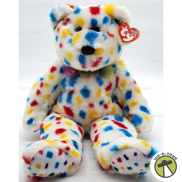 Ty Beanie Buddies Ty 2k the Bear Plush with Blue, Yellow and Red Spots 1999