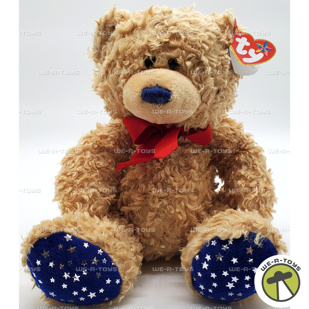 Ty Beanie Buddies Independence the Bear Plush with Blue Nose and Red Ribbon 2007