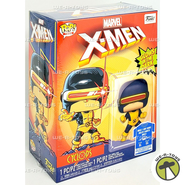 Funko POP Tees Marvel X-Men Cyclops XL T-Shirt and Glow Bobble Head Figure