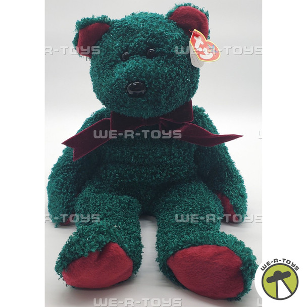 Ty Beanie Buddy 2001 Holiday Teddy Bear Dark Green Plush