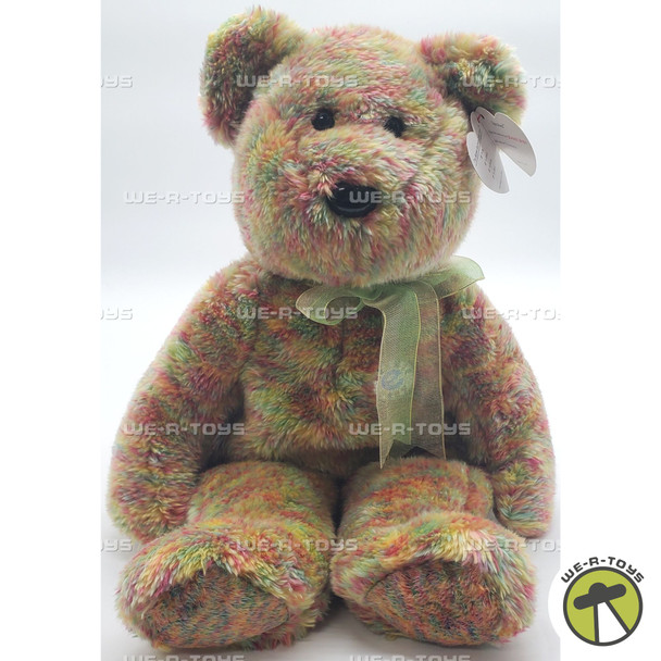 Ty Beanie Buddy Speckles the Bear with Green Ribbon Plush 2002