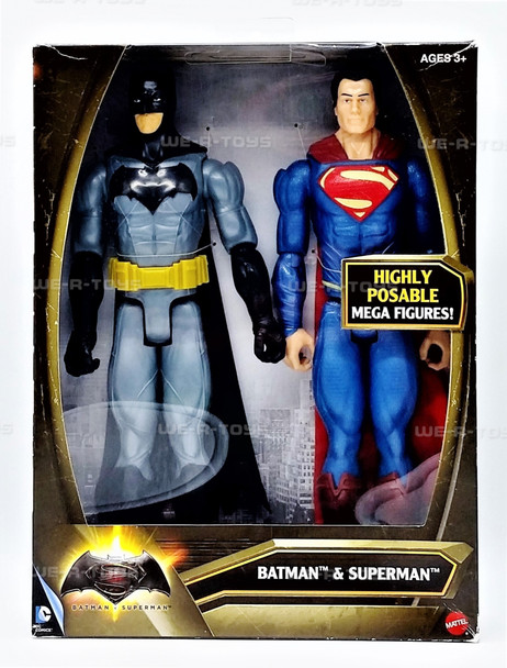 DC Batman & Superman Highly Posable Mega Figures 2015 Mattel DLN32 NRFB