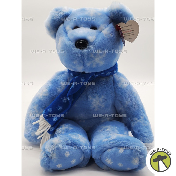 Ty Beanie Buddy 1999 Holiday Teddy Bear with Snowflake Themed Scarf Plush