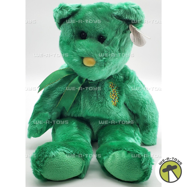 Ty Beanie Buddy Wattlie the Bear with Green Ribbon Plush 2002