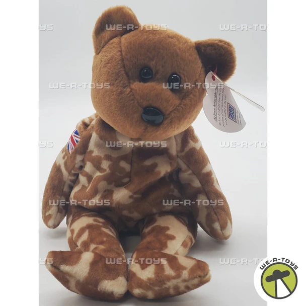 Ty Beanie Baby HERO the Bear United Kingdom Exclusive Camo Plush 2003