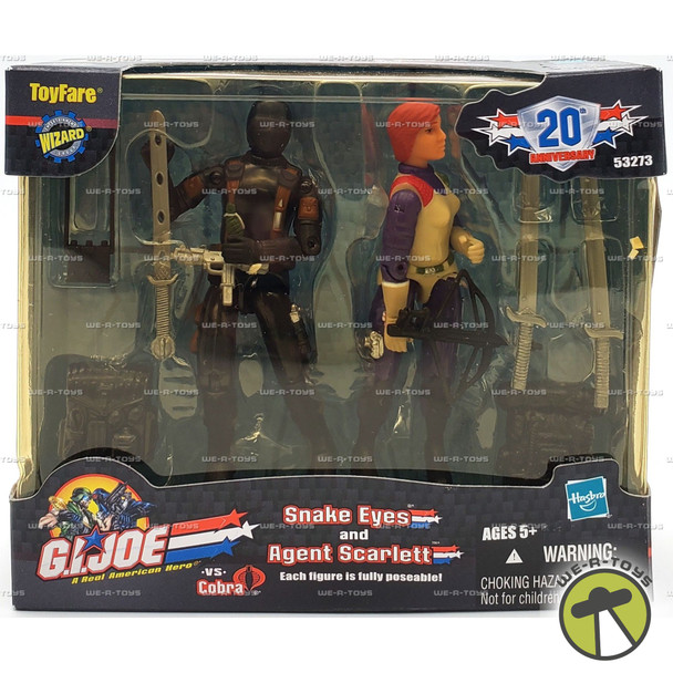 GI Joe Vs Cobra Snake Eyes and Agent Scarlett Action Figures 2002 Toyfare #53273