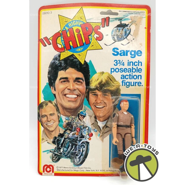 CHiPs Sarge 3.75" Poseable Action Figure 1977 Mego Corp No. 08010/3