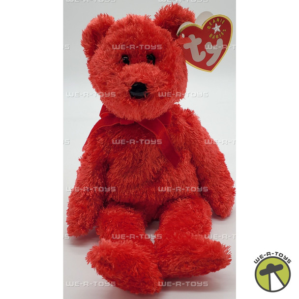 Ty Beanie Baby Sizzle the Bear Red Plush with Red Ribbon 2001