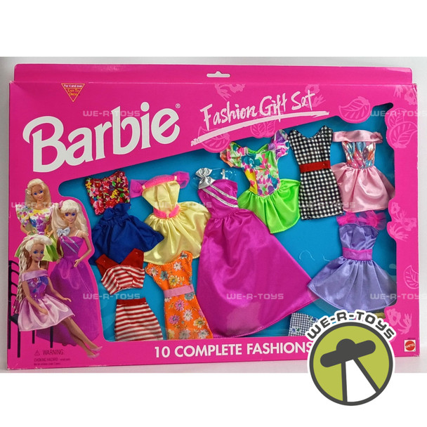 Barbie Fashion Gift Set 10 Complete Fashions Dresses/Skirt Fashions Mattel 1995