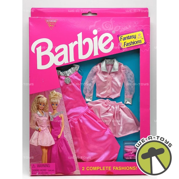 Barbie Fantasy Fashions Two Complete Fashions In Pink & Shoes1994 Mattel #68205