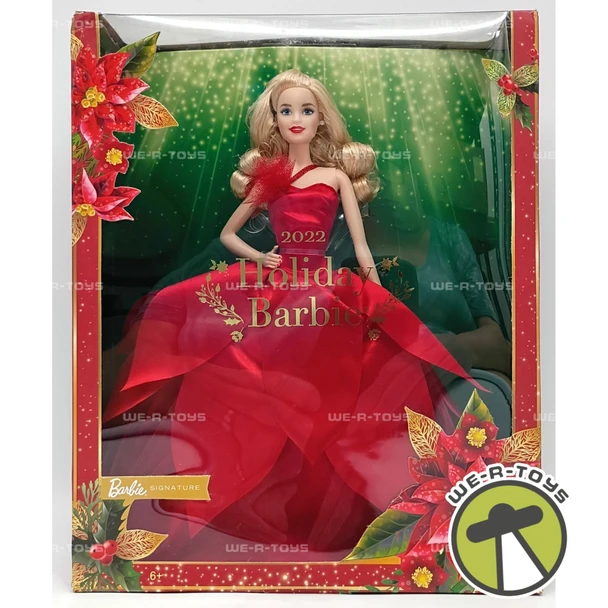 2022 Holiday Barbie Doll Barbie Signature Blonde In Red Gown 2021 Mattel HBY06