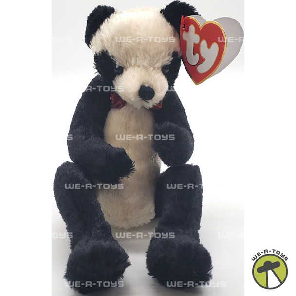 Ty Attic Treasures Easton the Panda Bear with Bowtie Poseable and Jointed Plush