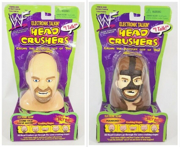 WWF Electronic Talkin' Head Crushers Lot of 2 Mick Foley Mankind Steve Austin