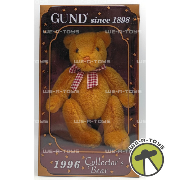 Gund Golden Honey Collectors Bear 1996 Teddy Bear Plush With Plaid Bow Tie