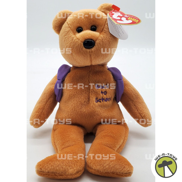 Ty Beanie Baby Books the Bear Back to School Purple Backpack Version Plush