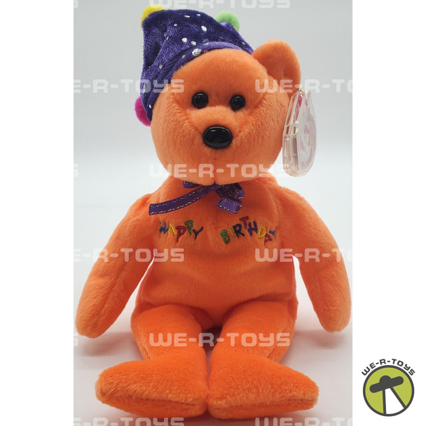 Ty Beanie Baby Happy Birthday the Bear with Jester Hat Plush 2005