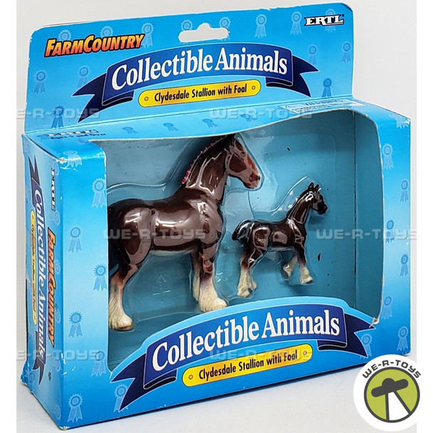 Farm Country Collectible Animals Clydesdale Stallion with Foal Figures 1995 Ertl