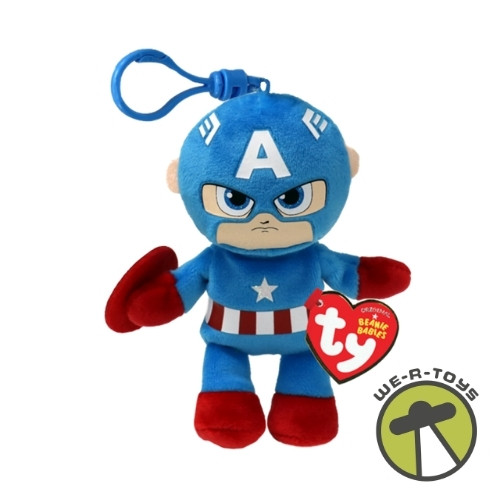 Ty Clips Marvel Captain American Plush Keychain