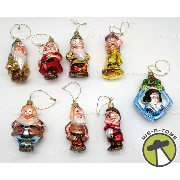 Disney Snow White & The Seven Dwarfs Mercury Glass Christmas Ornaments Set of 8