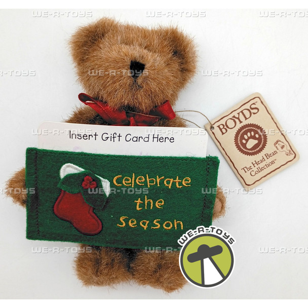 Boyds Bears Nicky Mini Plush Brown Bear & Christmas Gift Card Holder #903600