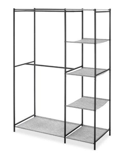 Whitmor Double Rod Closet with Shelves - Black