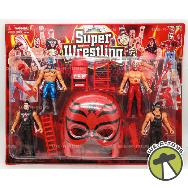 Super Wrestling Set 4 Action Figures Mask & Accessory Set JPW Item No. 77617