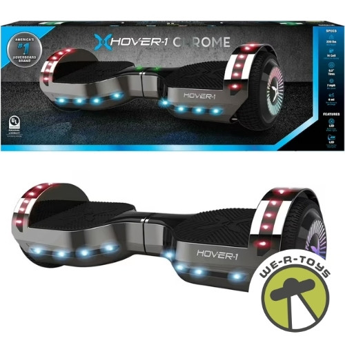 Hover-1 Chrome 7 Mph Hoverboard with LED Lights and Bluetooth Speaker Gunmetal