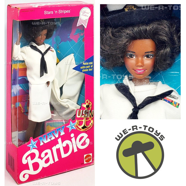 Stars 'n Stripes Navy Barbie Doll African American 1990 Mattel 09694
