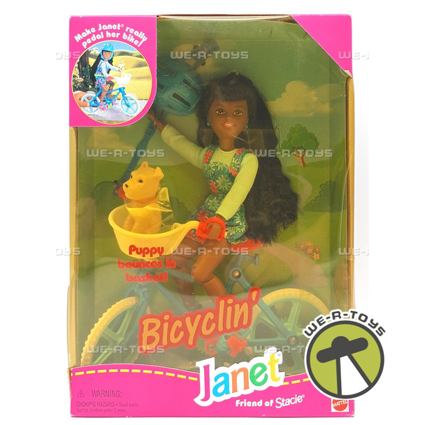 Bicyclin' Janet Friend of Stacie Barbie Doll Puppy & Bike African American 1996