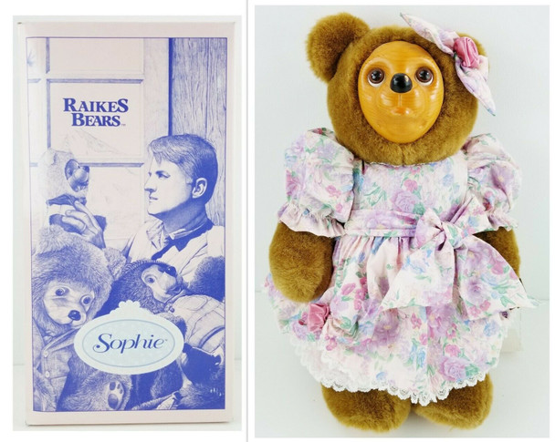Raikes Bears Sophie 1993 Applause inc. Wooden Face 16" Bear Mother's Day w/ COA