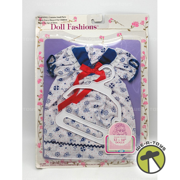 Cititoy Doll Fashion Set for 12-14 Inch Dolls White & Blue Sailor Dress 1990