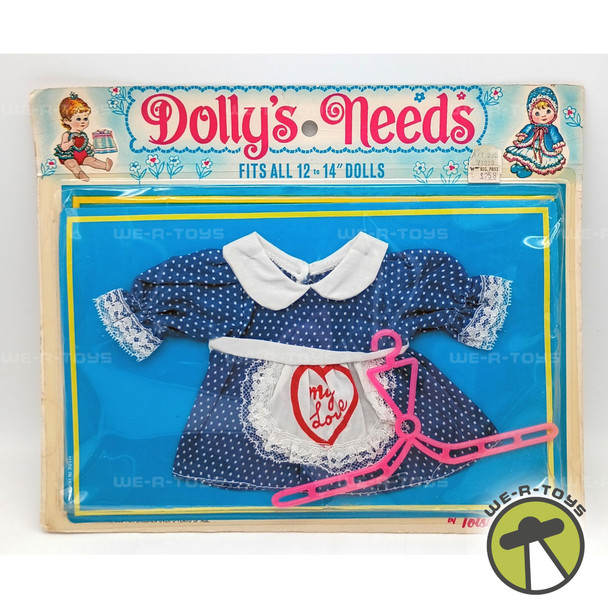 Dolly's Needs Fashion Dress Blue w White Polka-dots For 12-14" Baby Dolls Totsy