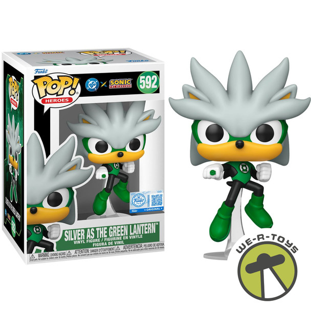 Funko Pop Justice League x Sonic the Hedgehog Silver as Green Lantern Figure 592