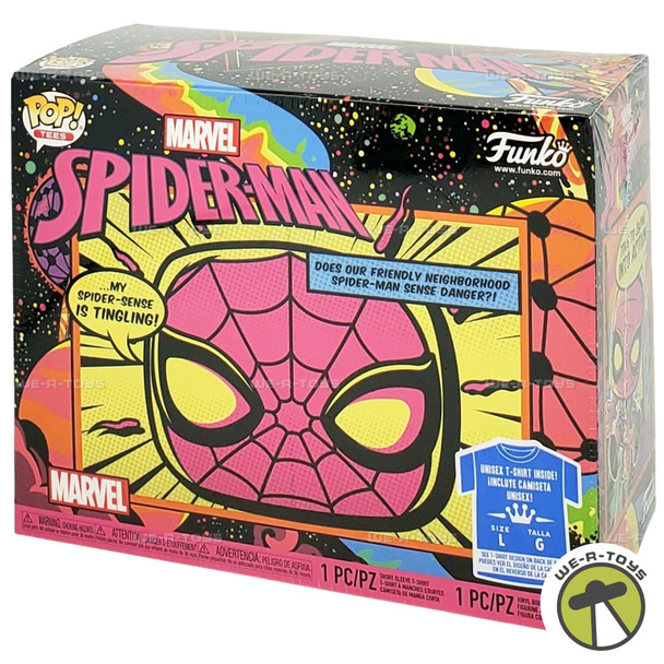 Funko POP Tees Marvel Spider-Man Blacklight Figure and Large Tee Shirt 49523