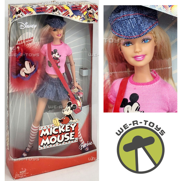 Disney Mickey Mouse Barbie Doll with Keychain 2004 Mattel H6468