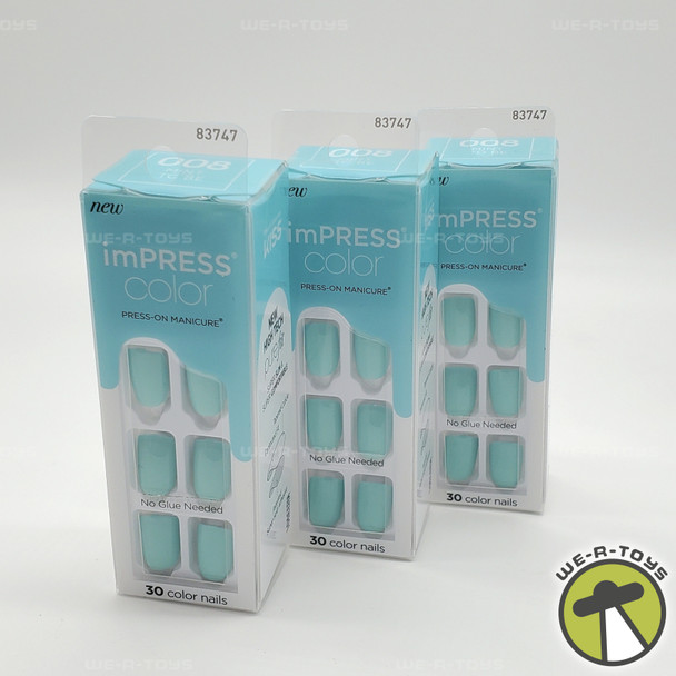 Kiss imPRESS Color Press-On Manicure Nails Lot of 3 Mint to Be 83747, Short