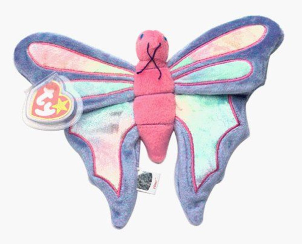 TY Beanie Babies Flitter the Butterfly - Periwinkle and Pink