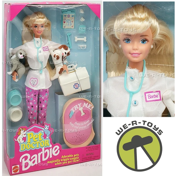 Pet Doctor Barbie Doll with Kitty and Puppy Sounds 1996 Mattel 14603