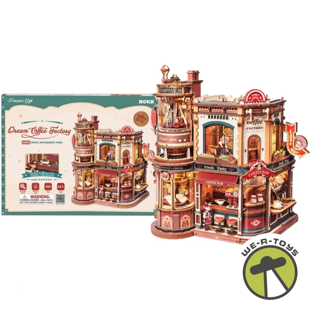 ROKR Dream Coffee Factory Music Box Wooden 3D Puzzle EAB02