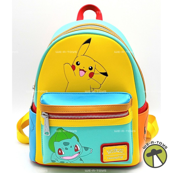 Pokemon Color Block Starters Mini Backpack Loungefly Pikachu Squirtle Bulbasaur