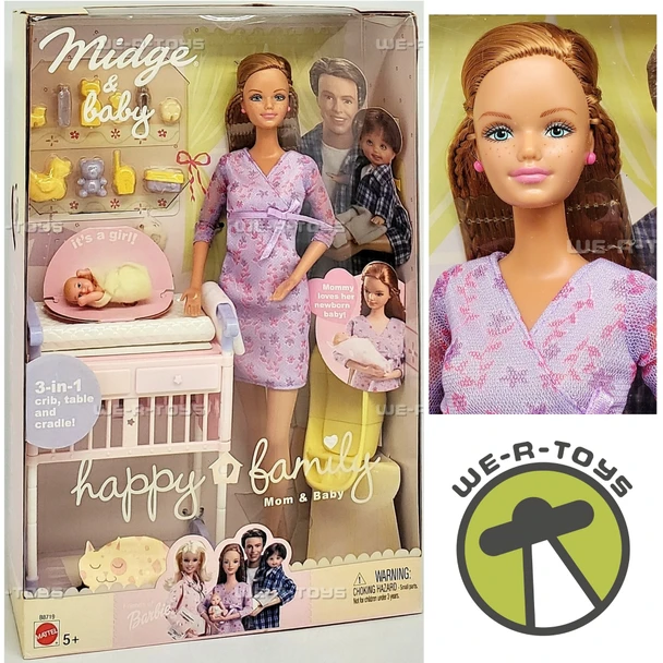 Happy Family Midge and Baby Doll Set Newborn Version 2002 Mattel B8719