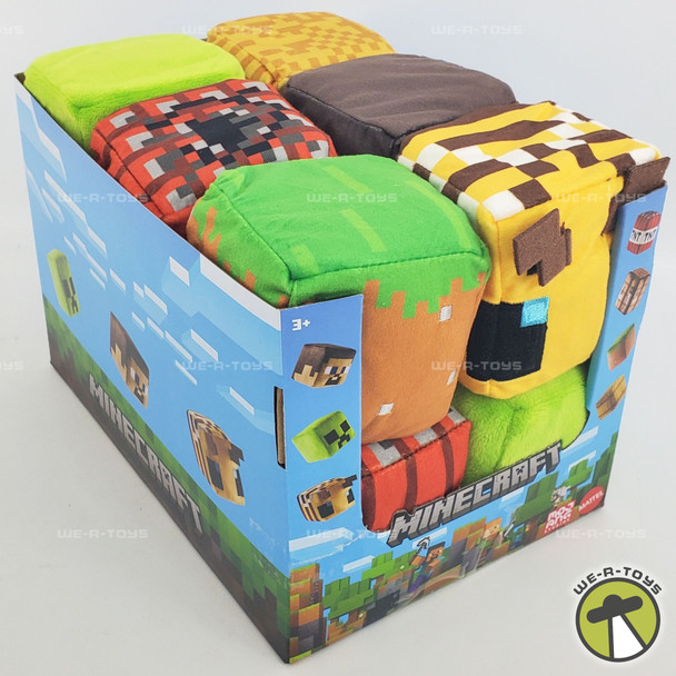 Minecraft Basic Blocks Lot of 12 Mini Plush Full Case Creeper, Steve, and More